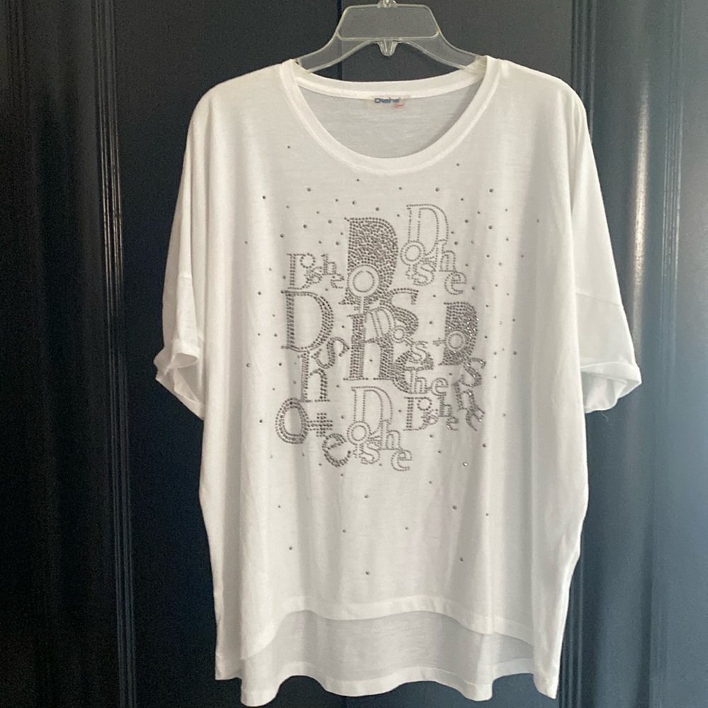 White blouse with silver decorations, universal size
